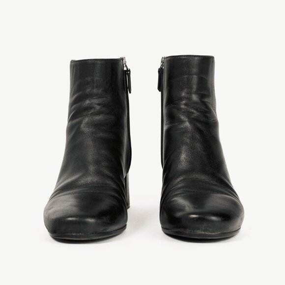 Prada Black Leather Block-Heel Ankle Boots - Picture 2 of 10